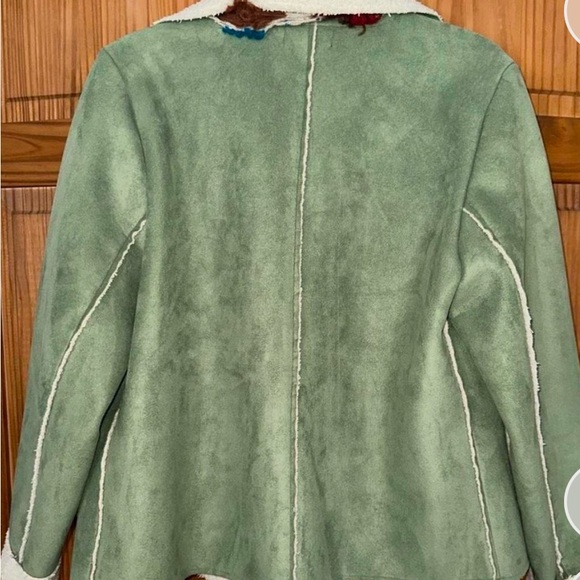 Vintage beautiful green suede jacket with shearling lining. Size L - Picture 2 of 5